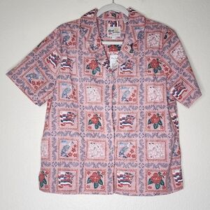 Reyn Spooner Pink and Gray Short Sleeve Button Down Shirt